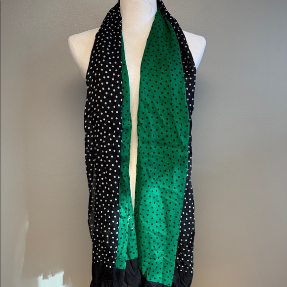 kate spade Accessories - Kate Spade Polka Dot Scarf Green Black Viscose NWT 75x24